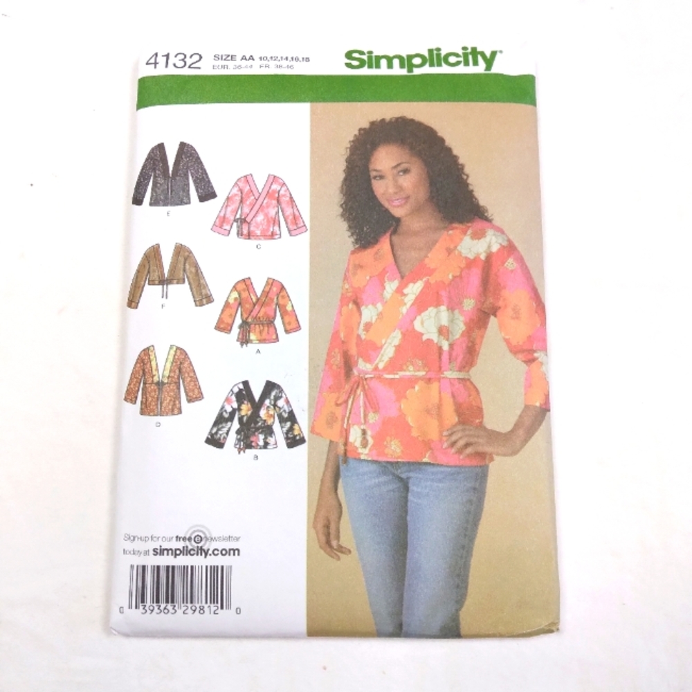 Simplicity 4132 Woman's kimono top or jacket in 2 lengths w/front variat…